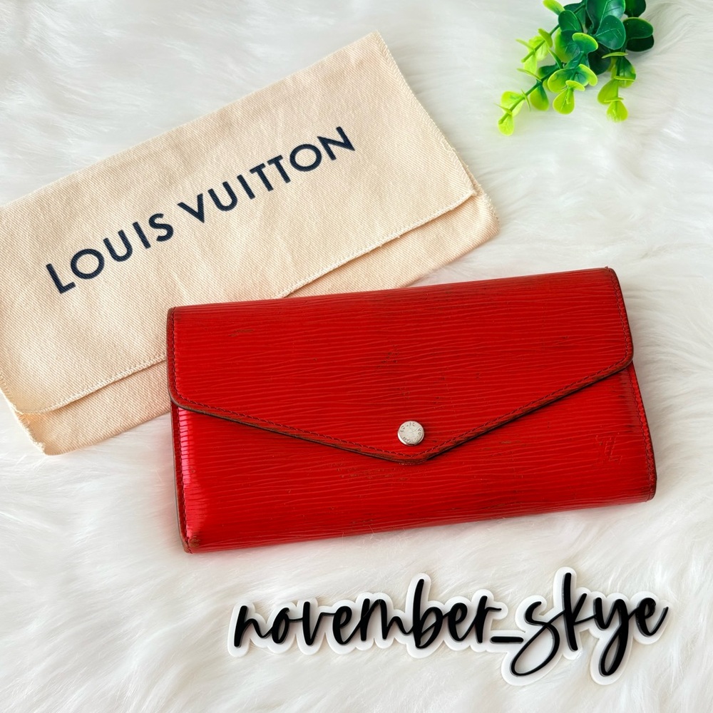 Louis‎ Vuitton Red Epi Leather Sarah Envelope Wallet